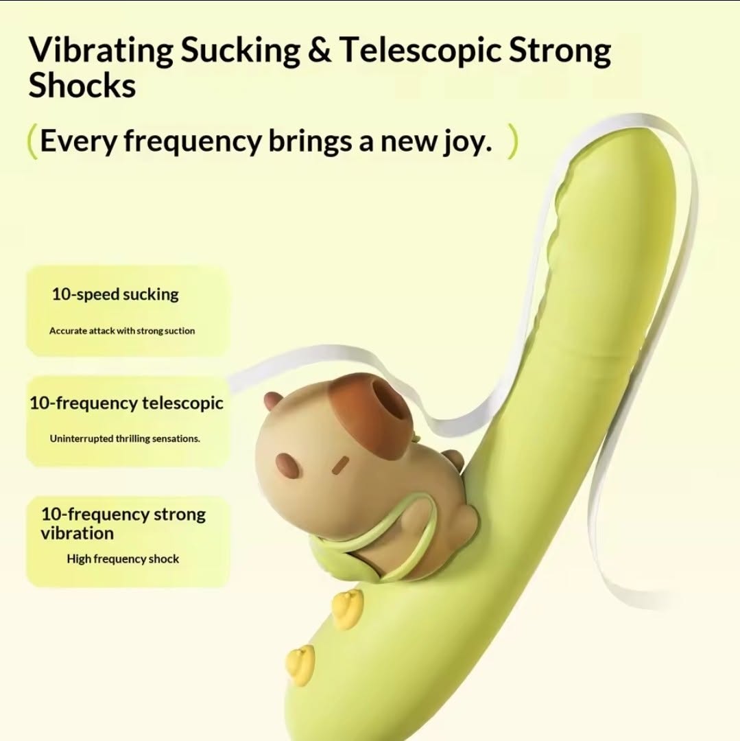 Spring Capybara Dual Action Massager Insertable Telescopic Suction Vibrator