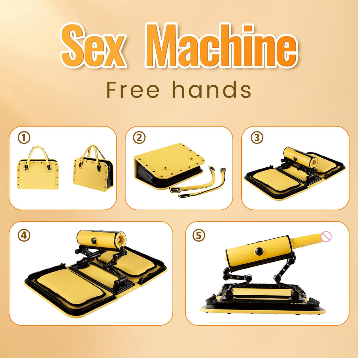 Portable Leather Bag Thrusting Sex Machine with Dildos