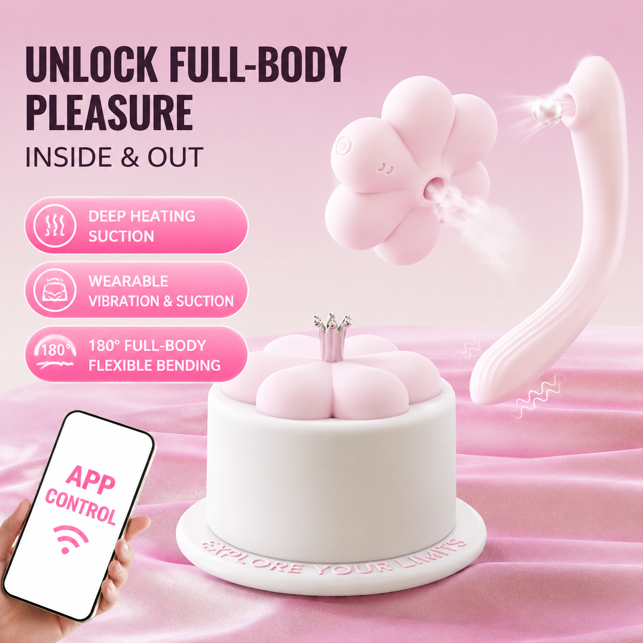 Night Cake 2 in 1 App Remote Control Suction Vibrator Set