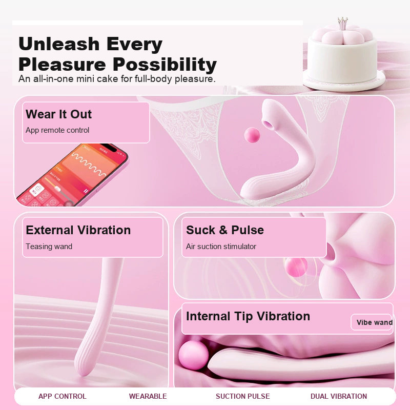 Night Cake 2 in 1 App Remote Control Suction Vibrator Set